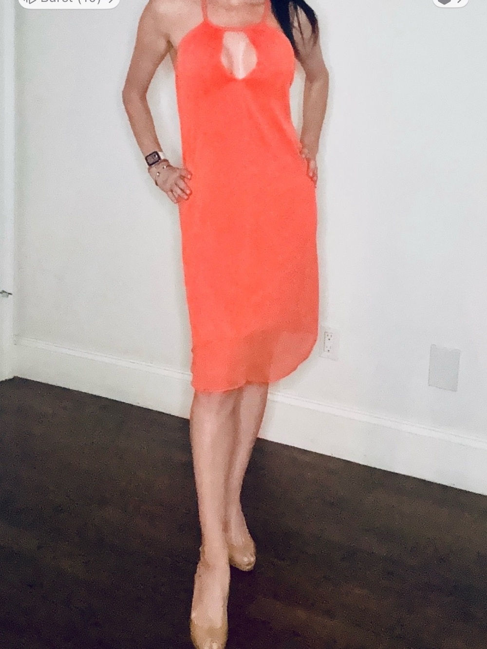 Alice + Olivia Jaelyn Coral Orange Braided Halter Dress XS